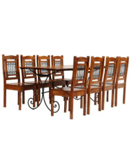 Ensemble de tables à manger 9 pcs bois d’acacia massif | Mobilier & Déco