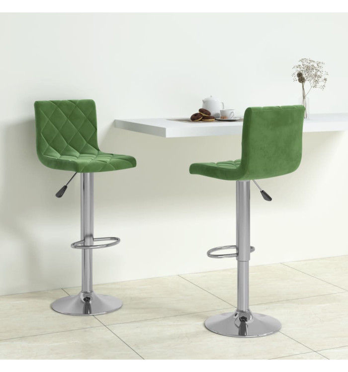 Tabourets de bar lot de 2 vert foncé velours | Mobilier & Déco