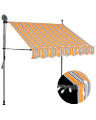 Auvent manuel rétractable avec LED 150 cm Jaune et bleu | Mobilier & Déco