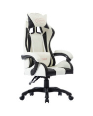 Fauteuil de jeux vidéo Blanc Similicuir | Mobilier & Déco