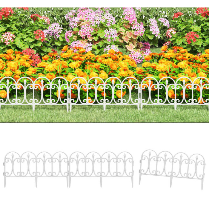 Bordures de pelouse 17 pcs Blanc 10 m PP | Mobilier & Déco
