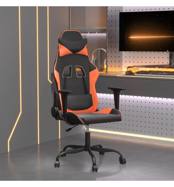 Chaise de jeu de massage Noir et orange Similicuir | Mobilier & Déco
