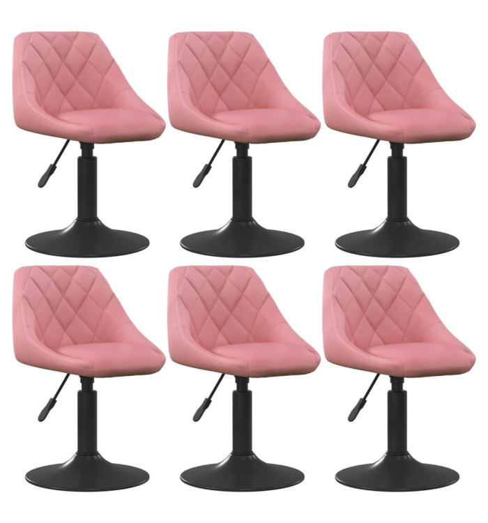 Chaises pivotantes à manger lot de 6 rose velours | Mobilier & Déco