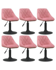 Chaises pivotantes à manger lot de 6 rose velours | Mobilier & Déco