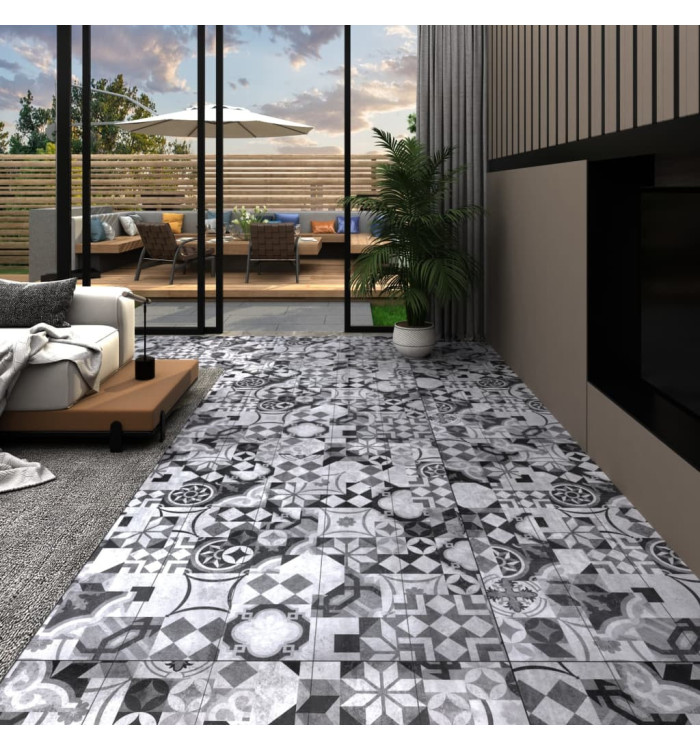 Dalles de plancher PVC autoadhésif 5,21 m² 2 mm motif gris | Mobilier & Déco