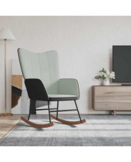 Chaise à bascule Gris clair Velours et PVC | Mobilier & Déco
