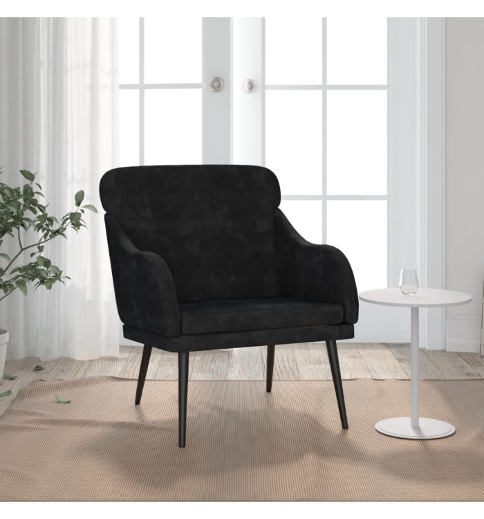 Fauteuil Noir 63x76x80 cm Velours | Mobilier & Déco