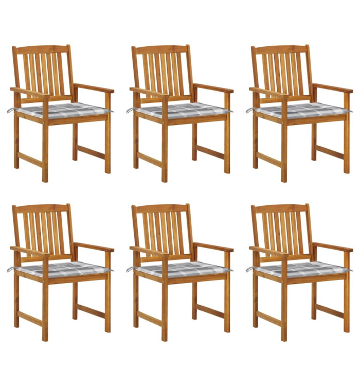 Chaises de jardin avec coussins lot de 6 Bois d'acacia massif | Mobilier & Déco