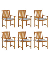 Chaises de jardin avec coussins lot de 6 Bois d'acacia massif | Mobilier & Déco