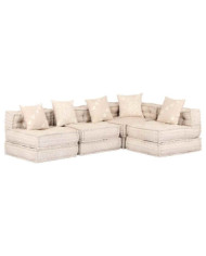 Pouf modulaire à 4 places Beige Tissu | Mobilier & Déco