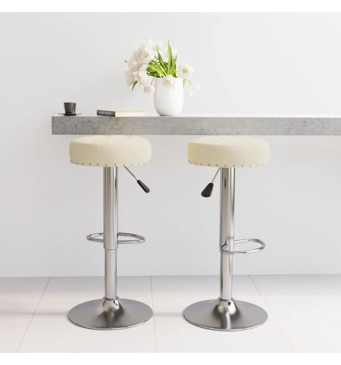 Tabourets de bar lot de 2 crème tissu | Mobilier & Déco