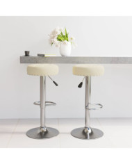 Tabourets de bar lot de 2 crème tissu | Mobilier & Déco