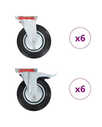 12 pcs Roulettes pivotantes 200 mm | Mobilier & Déco