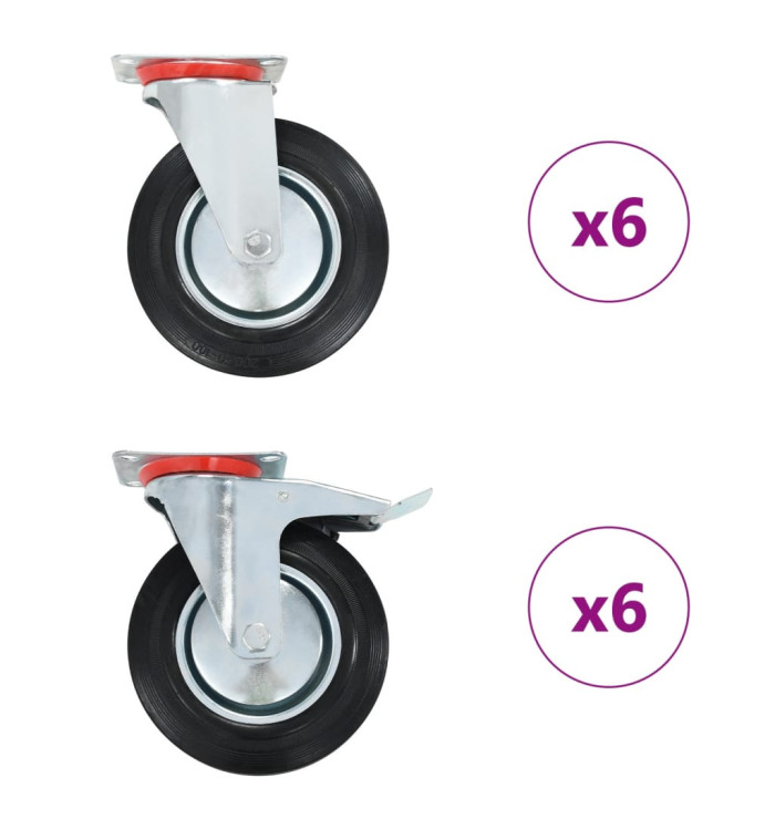 12 pcs Roulettes pivotantes 200 mm | Mobilier & Déco