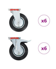 12 pcs Roulettes pivotantes 200 mm | Mobilier & Déco