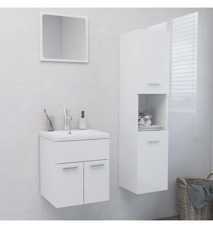 Ensemble de meubles de salle de bain Blanc brillant Aggloméré | Mobilier & Déco