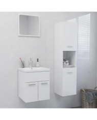 Ensemble de meubles de salle de bain Blanc brillant Aggloméré | Mobilier & Déco