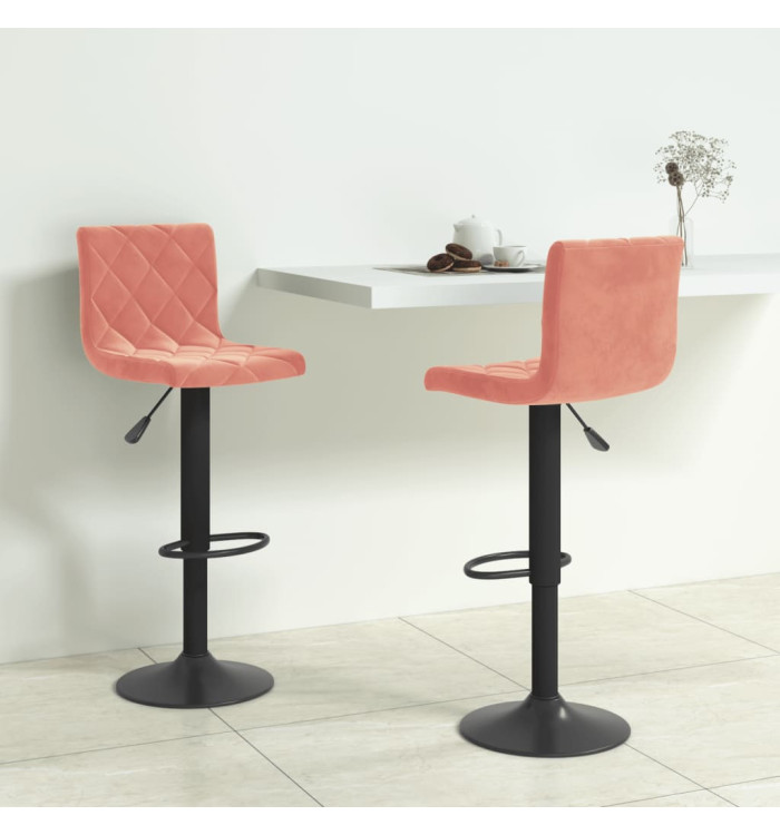 Tabourets de bar lot de 2 rose velours | Mobilier & Déco