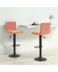 Tabourets de bar lot de 2 rose velours | Mobilier & Déco