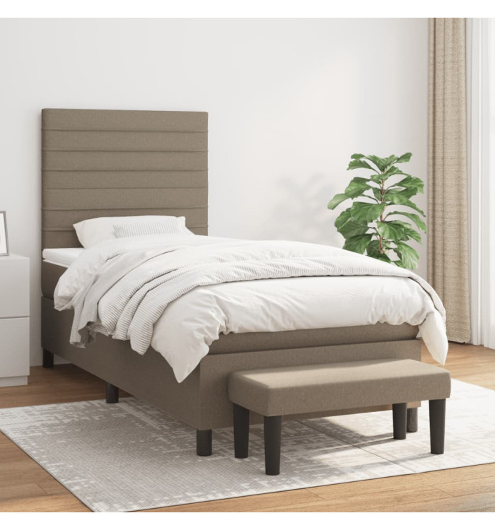 Sommier à lattes de lit avec matelas Taupe 90x190 cm Tissu | Mobilier & Déco