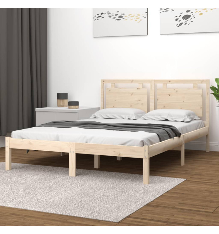 Cadre de lit sans matelas 135x190 cm bois massif | Mobilier & Déco