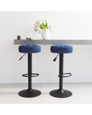 Tabourets de bar lot de 2 bleu velours | Mobilier & Déco