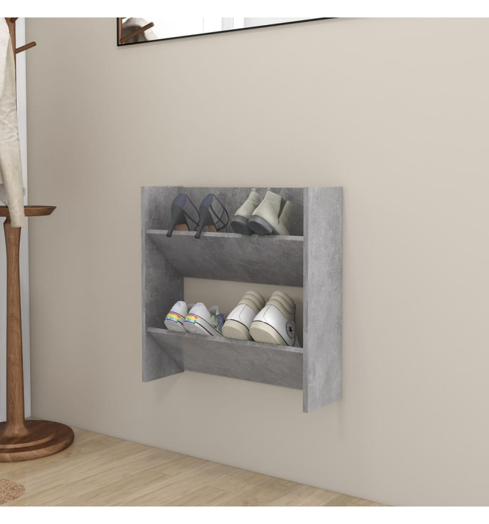 Armoire à chaussures murale Gris béton 60x18x60 cm Aggloméré | Mobilier & Déco
