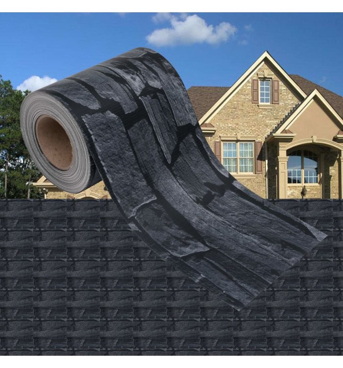 Écran d'intimité de jardin PVC 35x0,19m Gris d'aspect de pierre | Mobilier & Déco