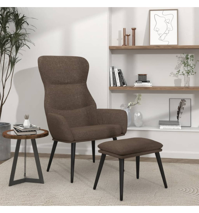 Chaise de relaxation avec tabouret Taupe Tissu | Mobilier & Déco