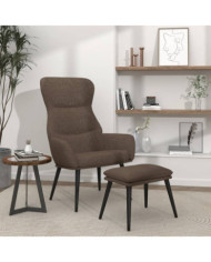 Chaise de relaxation avec tabouret Taupe Tissu | Mobilier & Déco