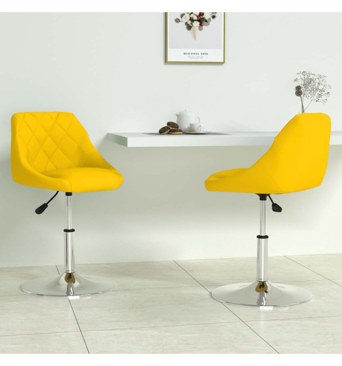 Chaises à manger pivotantes lot de 2 jaune moutarde velours | Mobilier & Déco