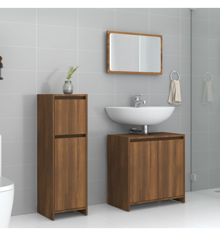 Ensemble de meubles de salle de bain 3 pcs Chêne marron | Mobilier & Déco