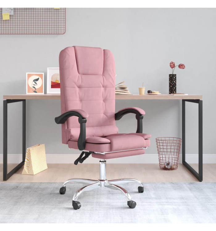 Fauteuil de massage inclinable de bureau Rose Velours | Mobilier & Déco