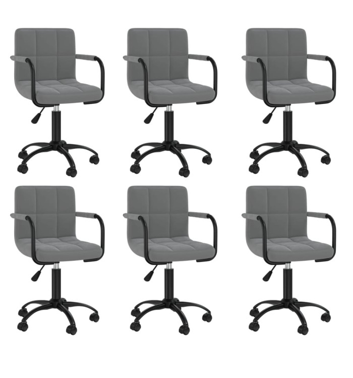 Chaises pivotantes à manger lot de 6 gris foncé velours | Mobilier & Déco