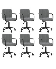 Chaises pivotantes à manger lot de 6 gris foncé velours | Mobilier & Déco