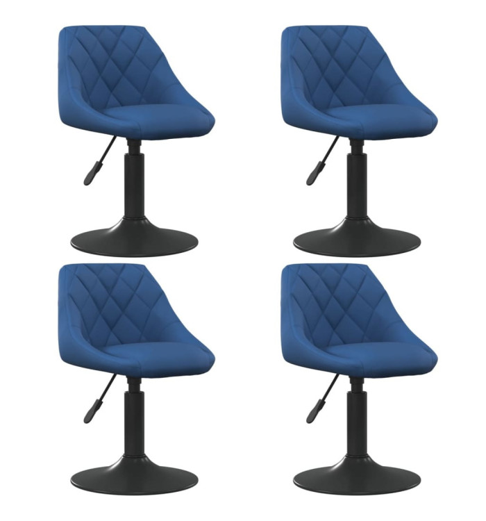 Chaises pivotantes à manger lot de 4 bleu velours | Mobilier & Déco
