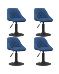 Chaises pivotantes à manger lot de 4 bleu velours | Mobilier & Déco