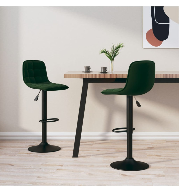 Tabourets de bar lot de 2 vert foncé velours | Mobilier & Déco