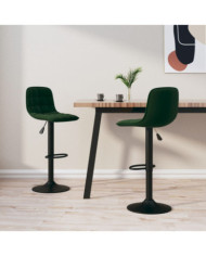 Tabourets de bar lot de 2 vert foncé velours | Mobilier & Déco