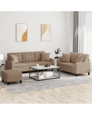 Ensemble de canapés 3 pcs avec coussins cappuccino similicuir | Mobilier & Déco