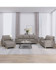 Ensemble de canapés 4 pcs avec coussins taupe tissu | Mobilier & Déco