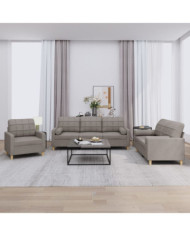 Ensemble de canapés 3 pcs avec coussins taupe tissu | Mobilier & Déco