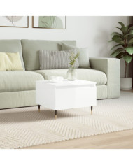 Table basse blanc brillant 50x46x35 cm bois d'ingénierie | Mobilier & Déco