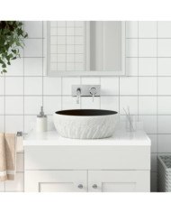 Vasque à poser noir et gris rond Φ41x14 cm céramique | Mobilier & Déco