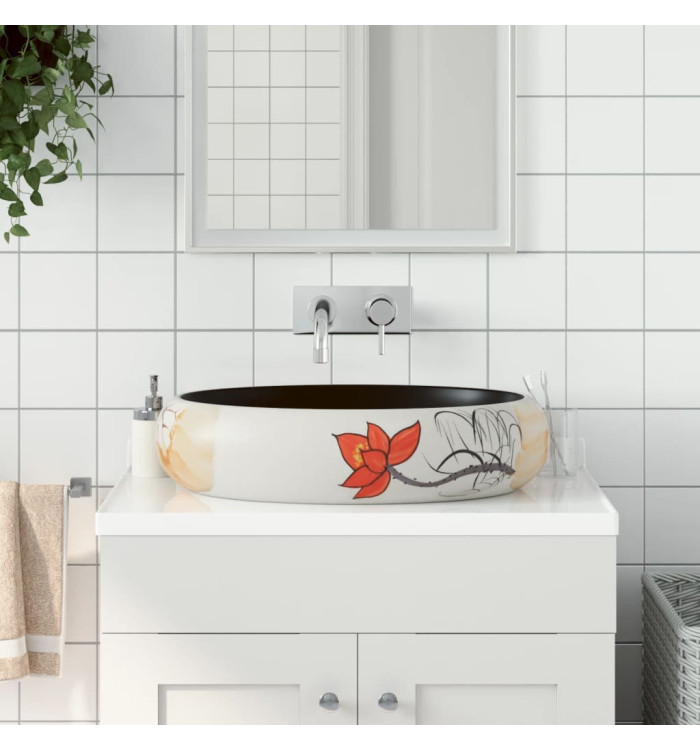 Vasque à poser multicolore ovale 59x40x15 cm céramique | Mobilier & Déco