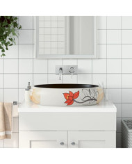 Vasque à poser multicolore ovale 59x40x15 cm céramique | Mobilier & Déco