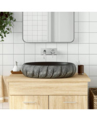 Vasque à poser noir et gris ovale 59x40x15 cm céramique | Mobilier & Déco