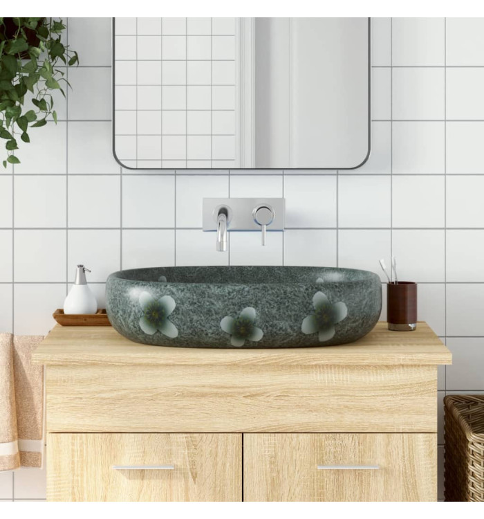 Vasque à poser bleu ovale 59x40x14 cm céramique | Mobilier & Déco