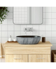 Vasque à poser noir et gris ovale 47x33x13 cm céramique | Mobilier & Déco