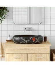 Vasque à poser noir ovale 59x40x15 cm céramique | Mobilier & Déco